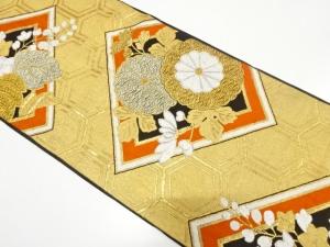 アンティーク　菱に菊・桐模様織り出し袋帯（着用可）